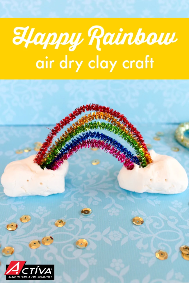 Adorable!  Kids will love making this Happy Rainbow Air Dry Clay Craft.  It's such an easy project, and this video tutorial will show you how to make it!
